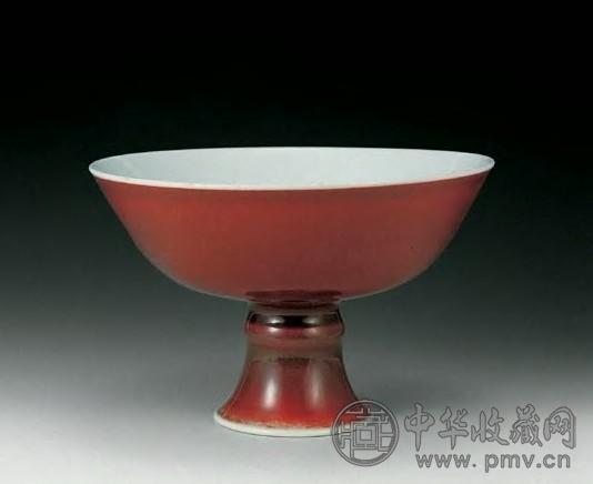 清乾隆 祭红釉高足碗