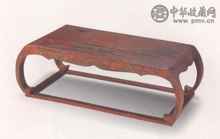 明 木雕凤纹漆几