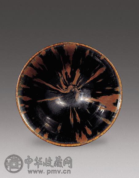 宋 黑釉铁锈花茶盏