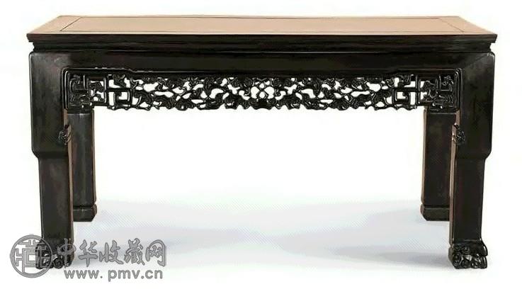 红木雕灵芝纹画案