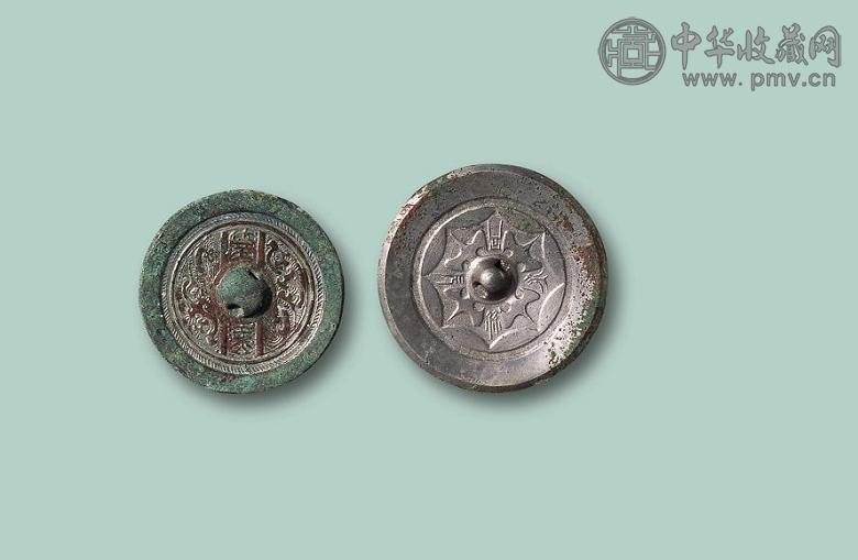 汉 对凤镜 铭文镜(2件)
