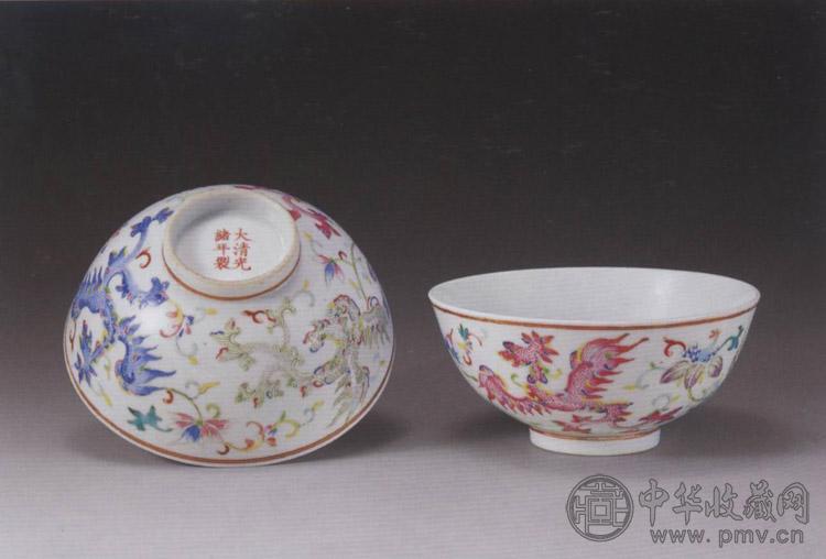 清光绪 粉彩夔凤碗(2件)