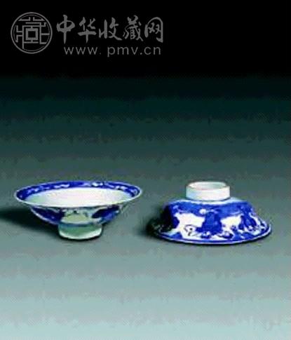 清光绪 青花人物碗(2件)