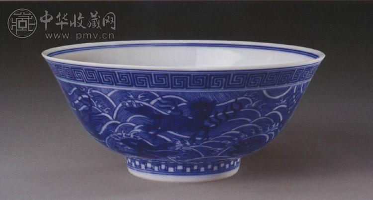 清宣统 青花海八怪图大碗