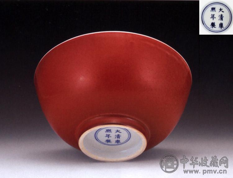 清康熙 霁红釉碗