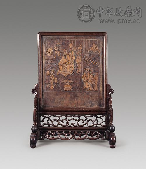 明 红木嵌黄扬木插屏