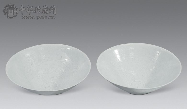 宋 青白釉划花斗笠碗(2件)