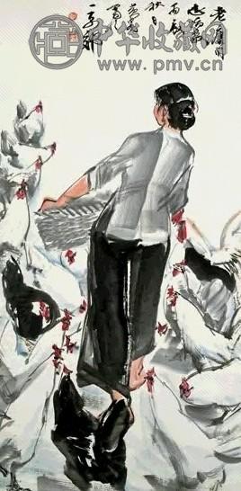 近现代 黄胄 饲鸡姑娘 轴