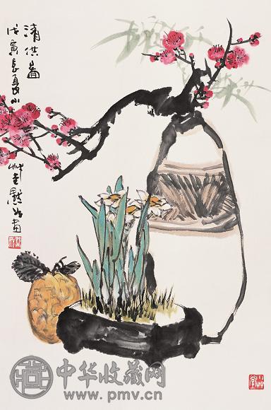 金默如 1998年作 花卉 立轴 设色纸本