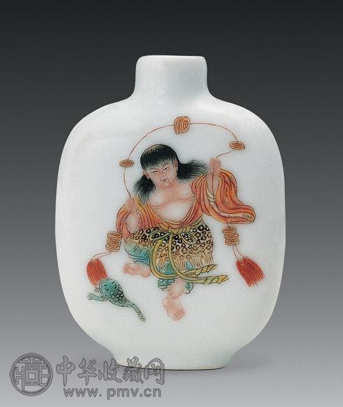 清道光 粉彩刘海戏金蟾鼻烟壶