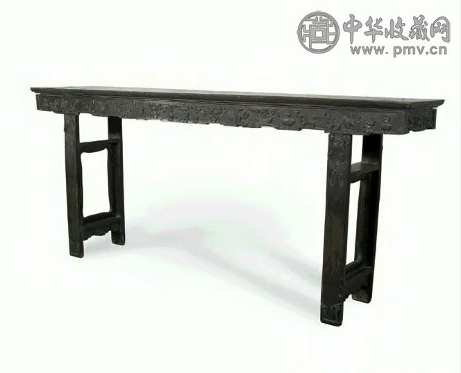 清中晚期 红木雕博古条案