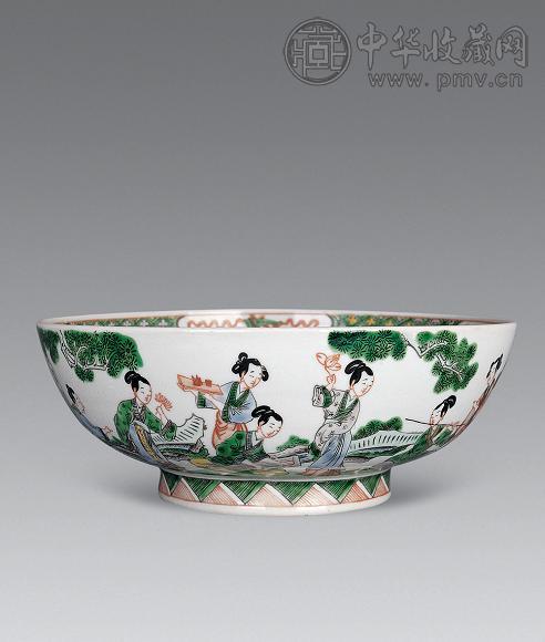 清光绪 五彩仕女大碗