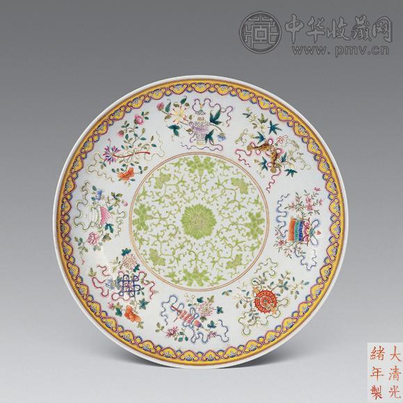 清光绪 粉彩八吉祥大盘