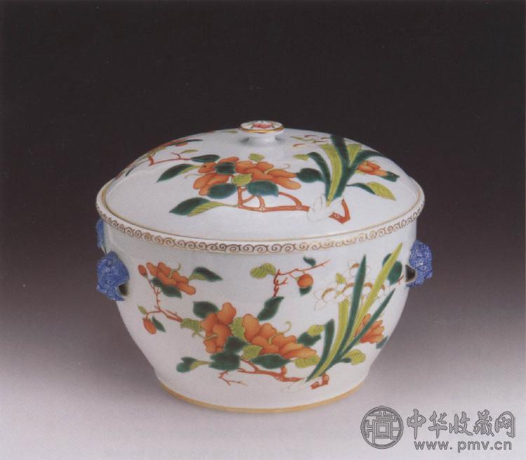 清光绪 粉彩海棠花温碗