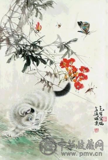 王雪涛 猫 立轴 设色纸本