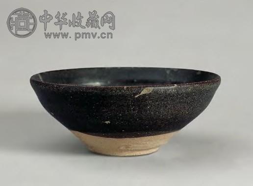 宋 吉州窑黑釉白彩碗