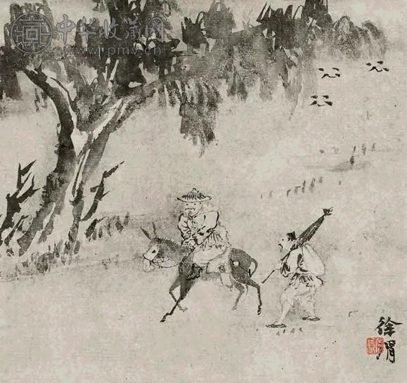 徐渭 归途 立轴 设色纸本