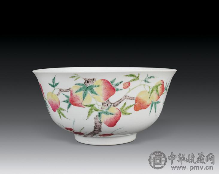 清宣统 粉彩九桃大碗