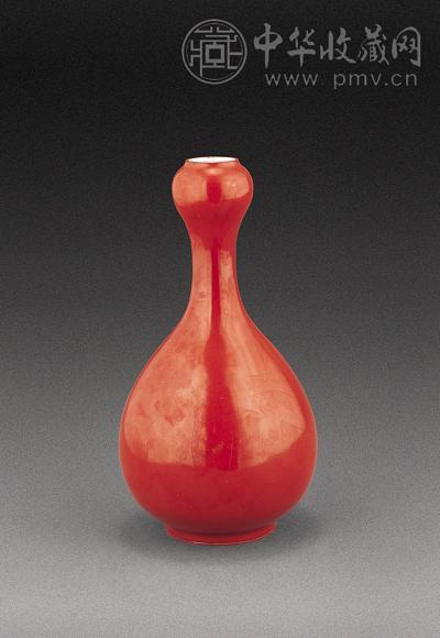 清雍正紅釉直口膽瓶-數位典藏與學習聯合目錄 中国美術