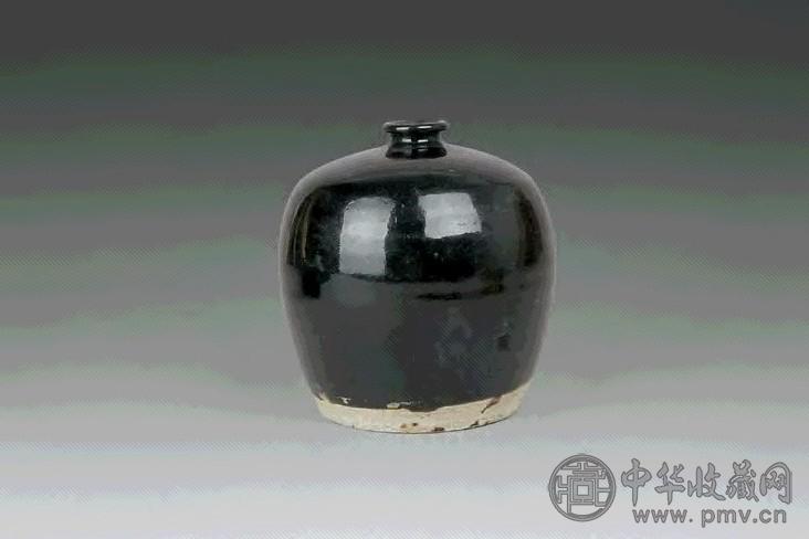 宋 黑釉白胎小口瓶