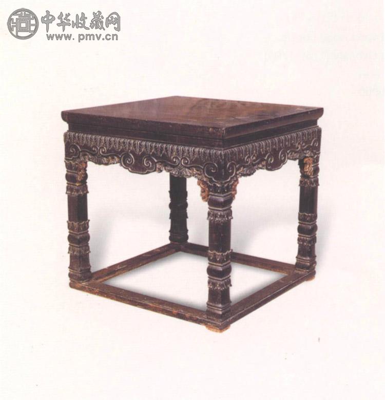 清乾隆 紫檀雕花方凳