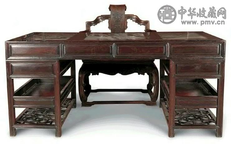 红木写字台、扶手椅(1套) 红木写字台、扶手椅(1套)