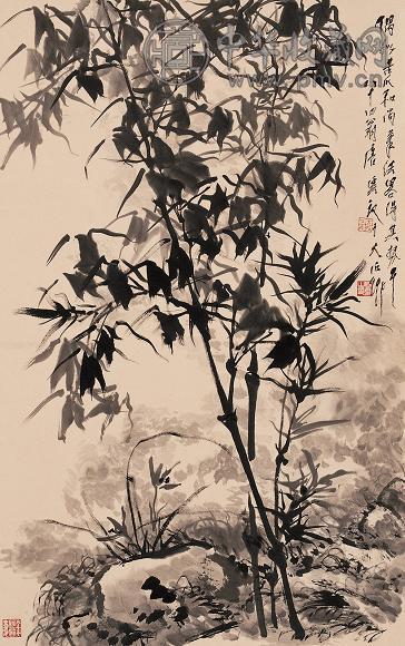 唐云 1993年作 风来簌簌 镜心 水墨纸本