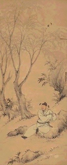 奚冈 寒林钟馗图 立轴 设色纸本