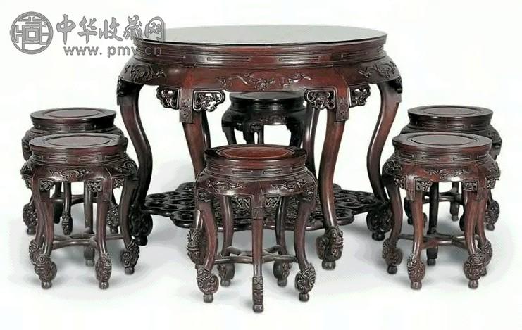 梓檀圆桌、凳(1套7件) 梓檀圆桌、凳(1套7件)