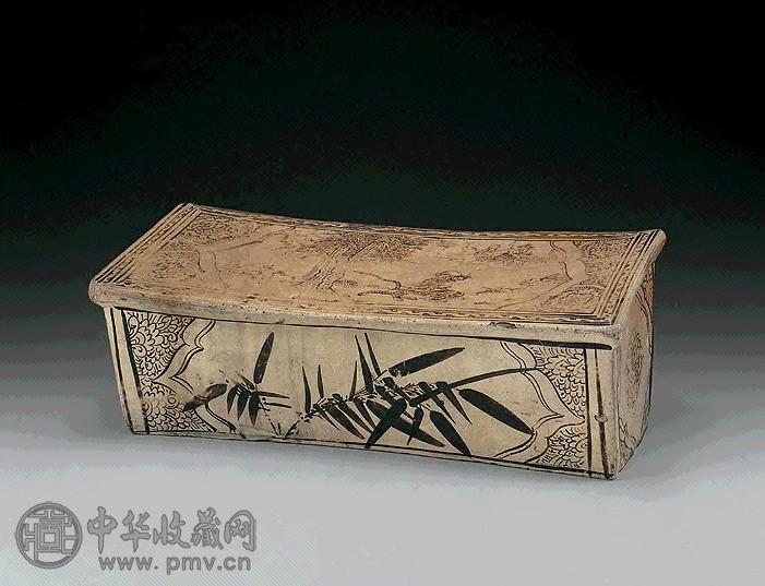 宋 磁州窑人物花卉枕