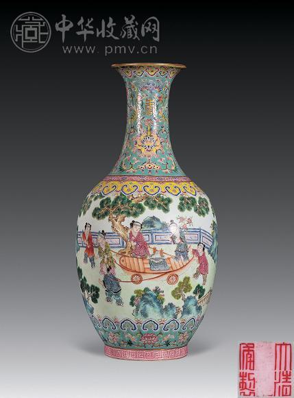 清 粉彩婴戏图双耳瓶