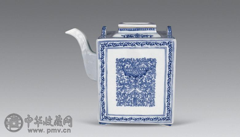 中国骨董 清時代 嘉庆年製，青花茶壷 清嘉庆青花福庆有茶壶收藏资讯|艺术家|书画家|书画名人|书法家-中华收藏网