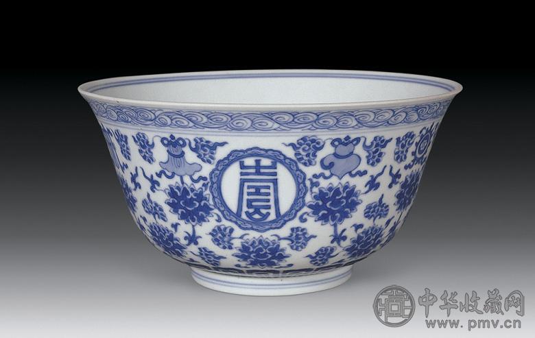 清道光 青花万寿无疆碗
