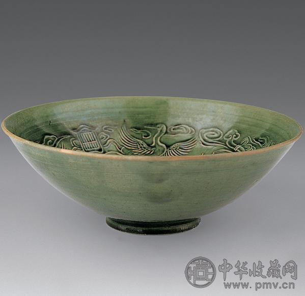 宋 低温绿釉印花碗