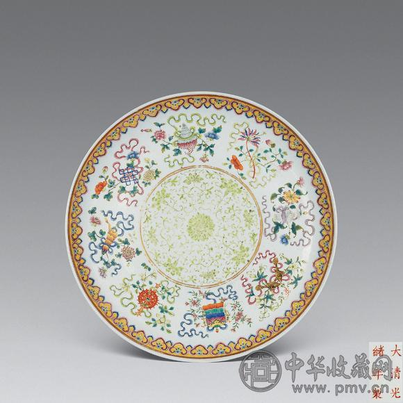 清光绪 粉彩八吉祥大盘