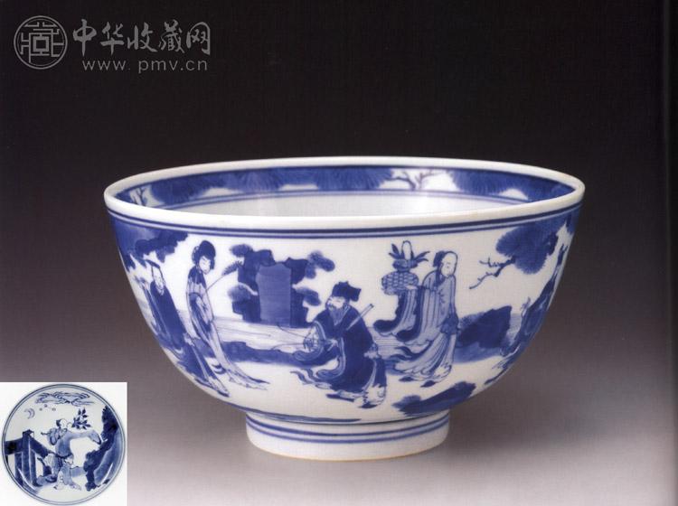 清康熙 青花八仙人物碗
