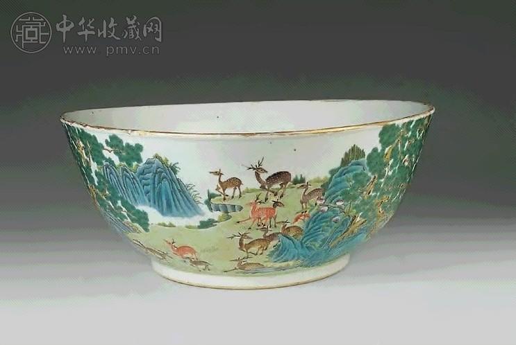 清光绪 粉彩百鹿大碗
