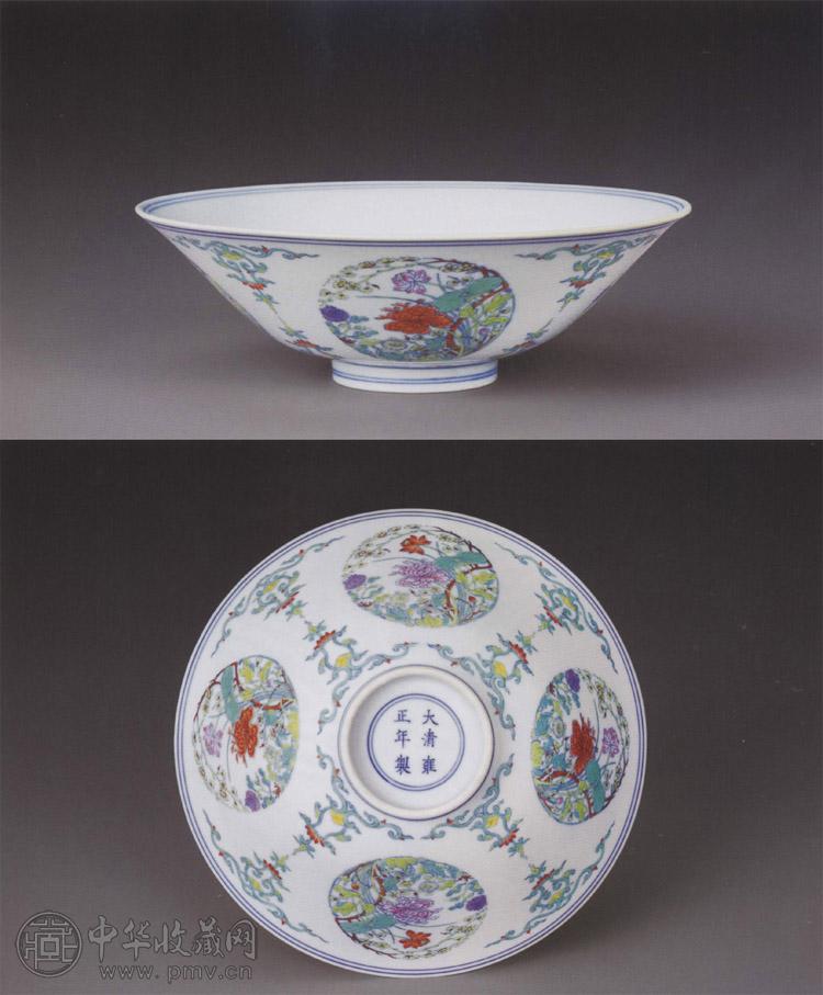 清雍正 斗彩花卉纹大碗