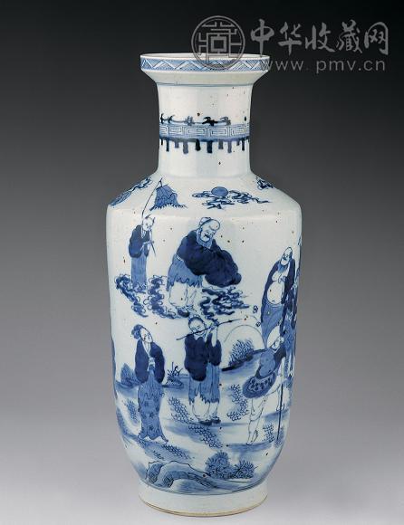 清顺治 青花八仙人物棒槌瓶