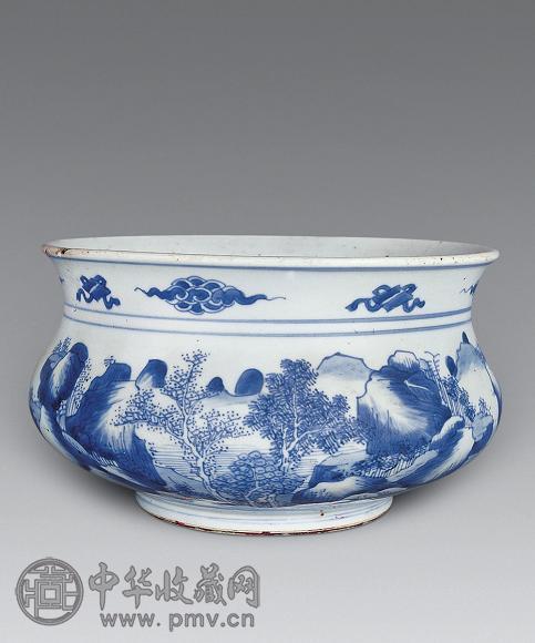 清康熙 青花山水炉