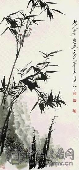 唐云 竹雀图 镜心 设色纸本