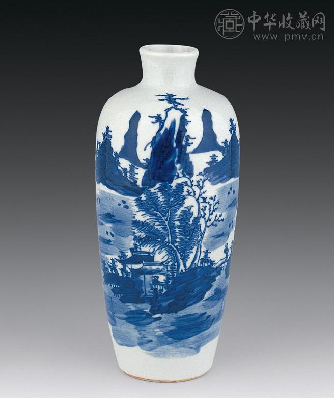 清 青花山水纹梅瓶
