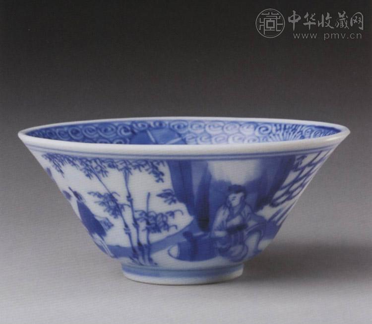 清康熙 青花人物纹碗