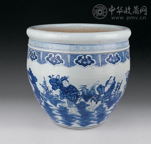 清 青花八仙人物大缸