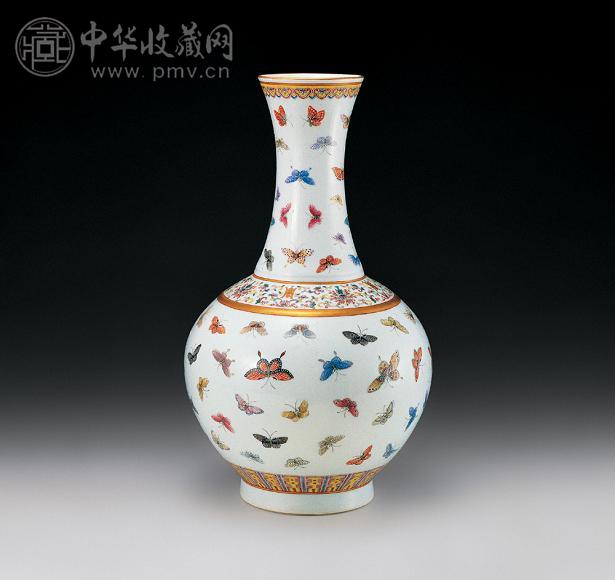 清光绪 粉彩百蝶赏瓶 清光绪 粉彩百蝶赏瓶
