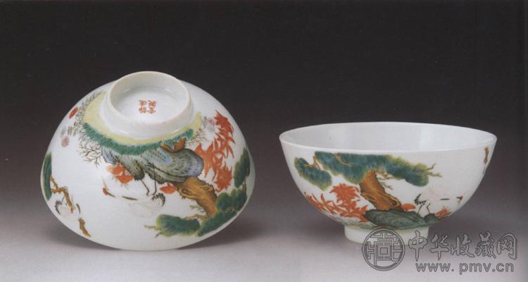 清 彩灵仙祝寿碗(2件)