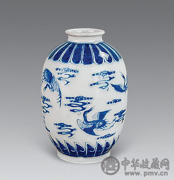 清 青花云鹤纹小罐