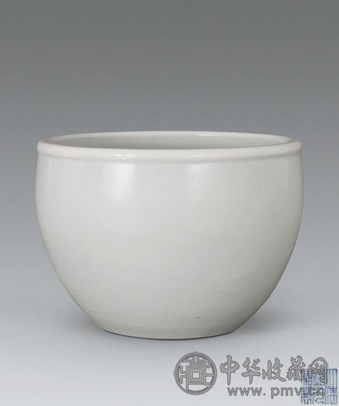 清道光 白釉案头画缸