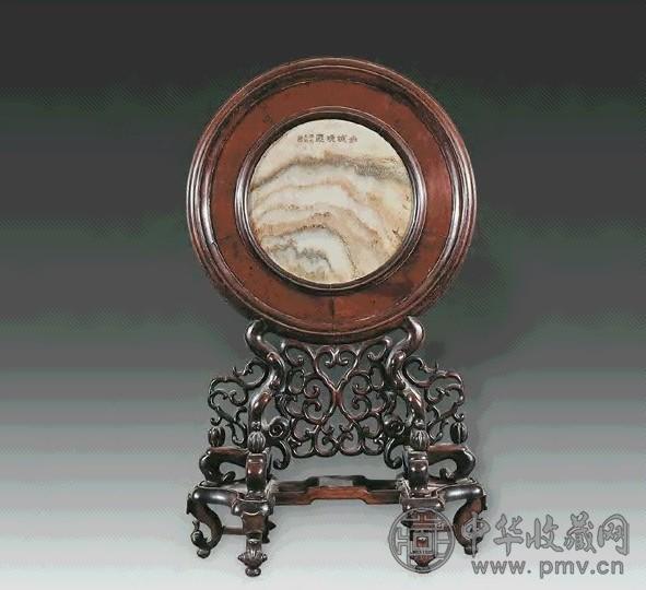 清 圆形云山插屏