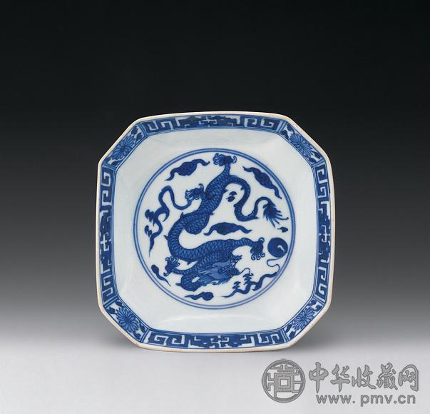 清康熙 青花龙纹盘